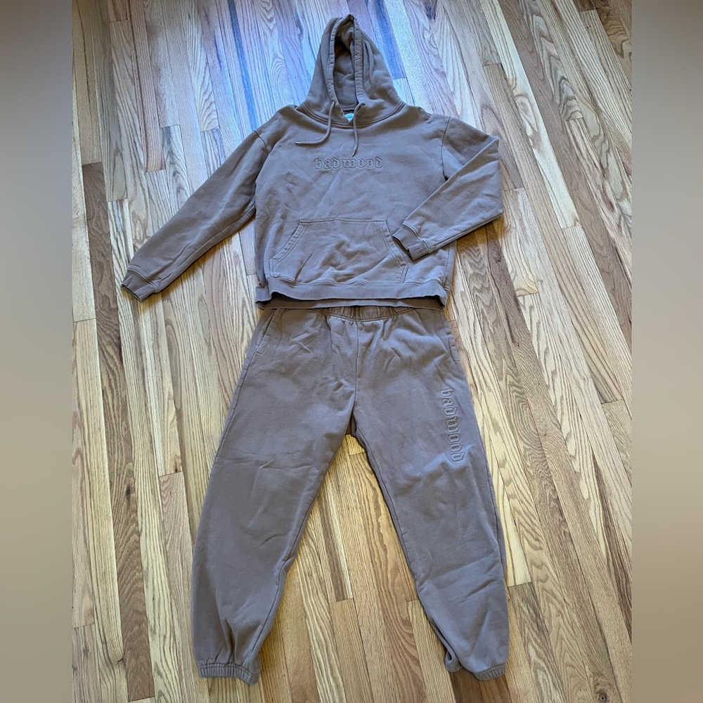 Badwood brown sweat set with hoodie, unisex size M